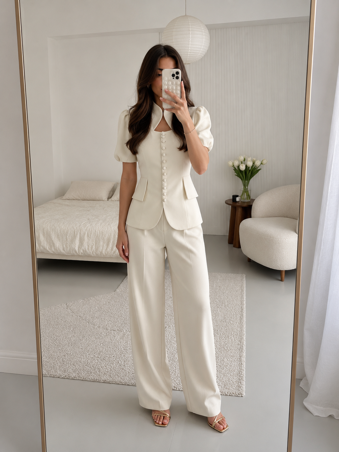 Élodie Puff Sleeve Set – Ivory