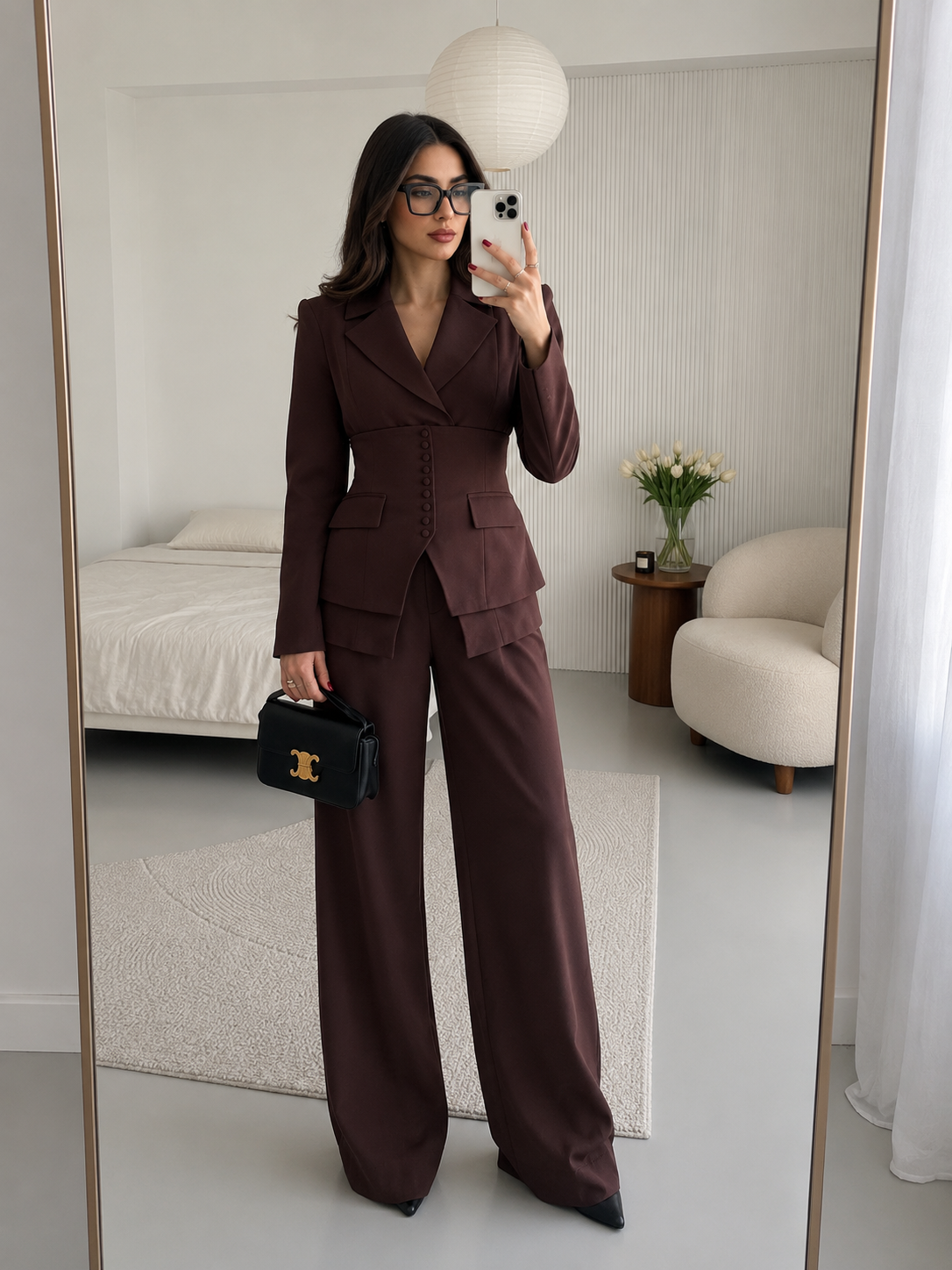 Camille Prestige Suit Set – Espresso Brown