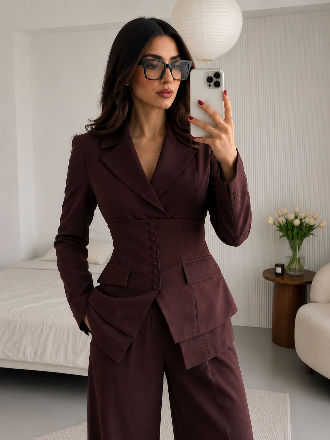 Camille Prestige Suit Set – Espresso Brown