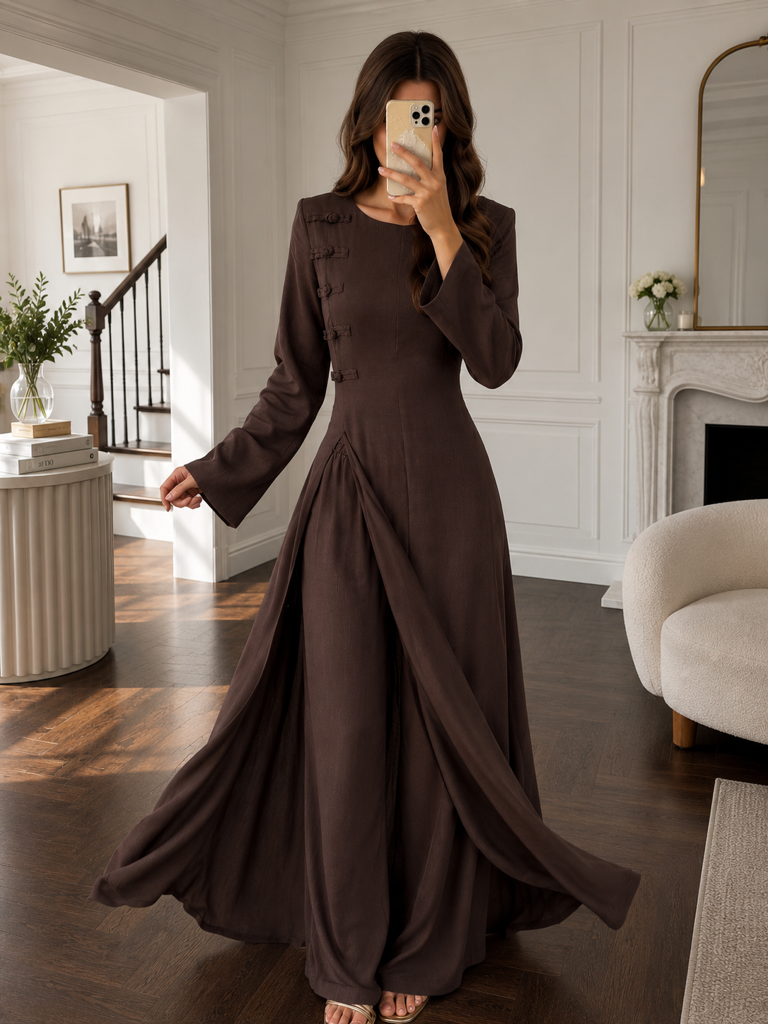 Linen Tang-Clasp Maxi Co-ord