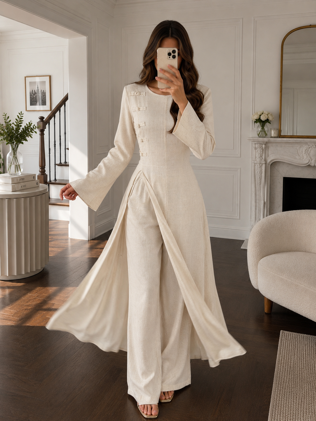 Linen Tang-Clasp Maxi Co-ord