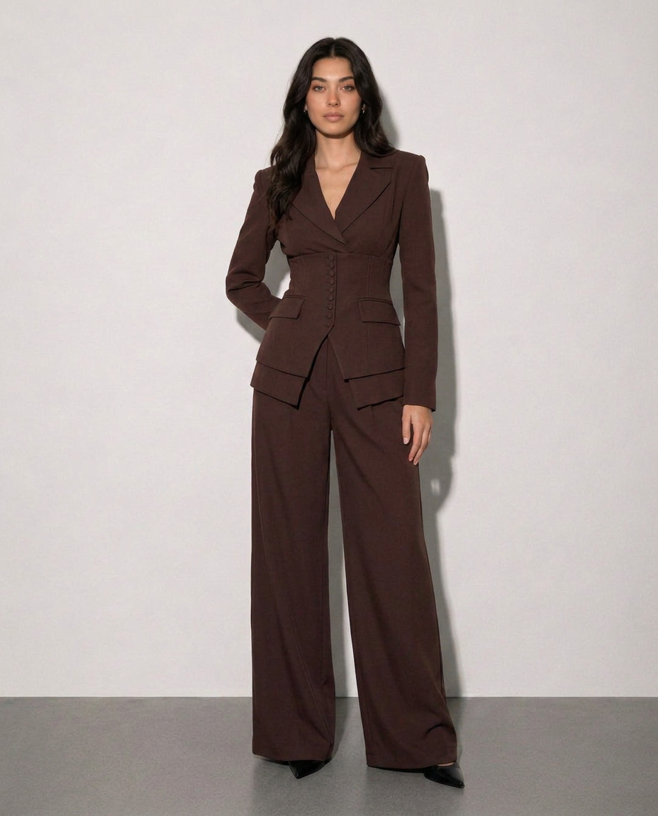 Camille Prestige Suit Set – Espresso Brown