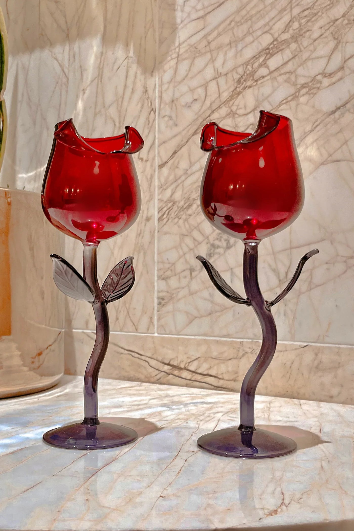 Rose For Rosé Glass Cup in Red - Handcrafted