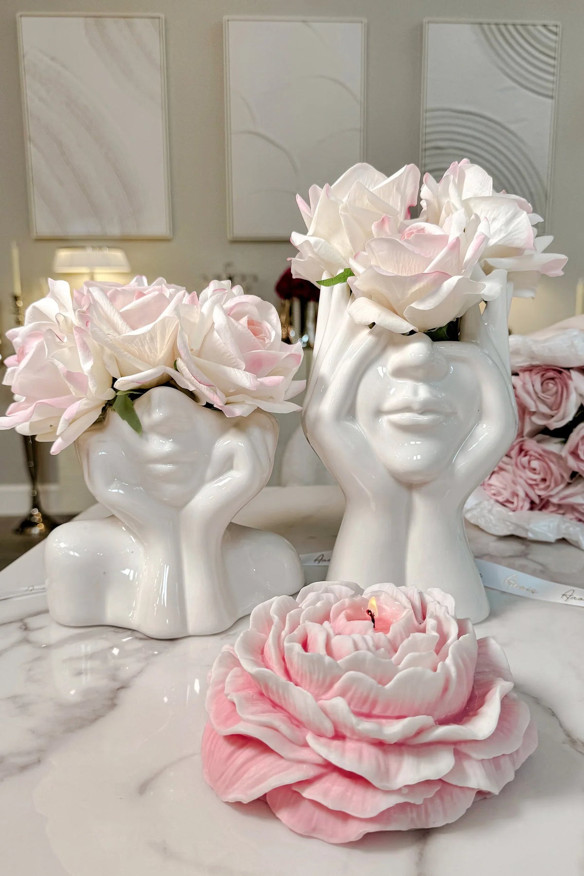 “Her” & Angelica Ceramic Vase Set of 2
