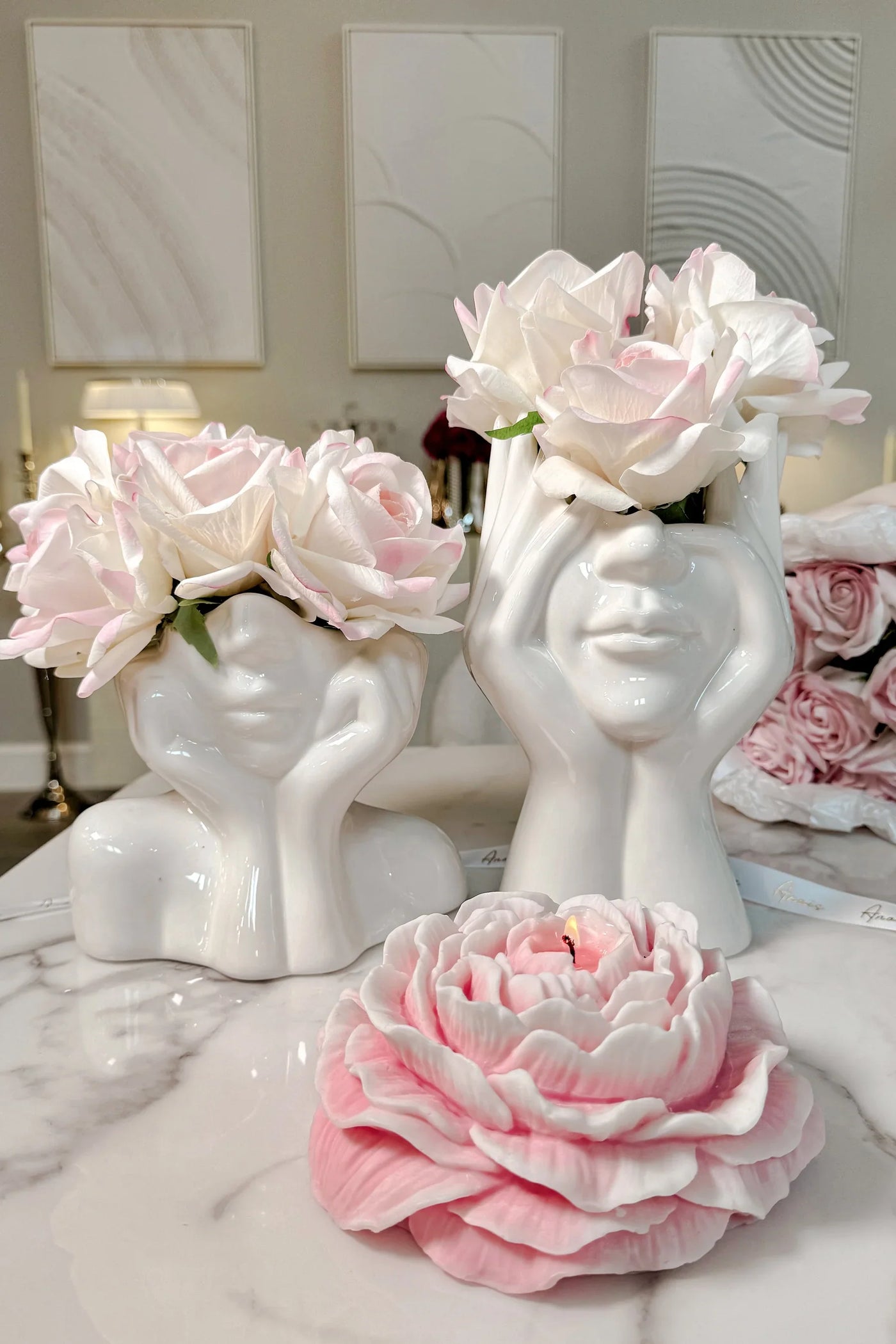 “Her” & Angelica Ceramic Vase Set of 2