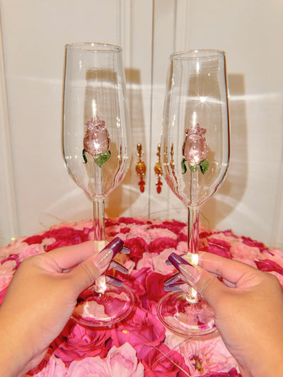 La Vie En Rose Champagne Glass