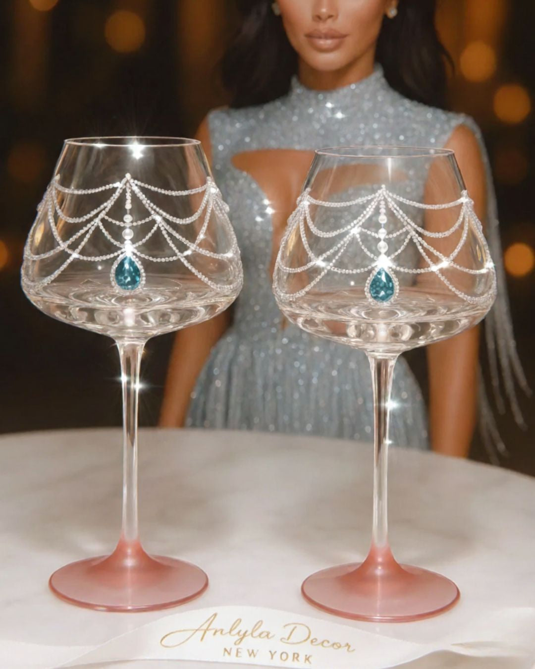 Aurora Diamonds Wine Glass