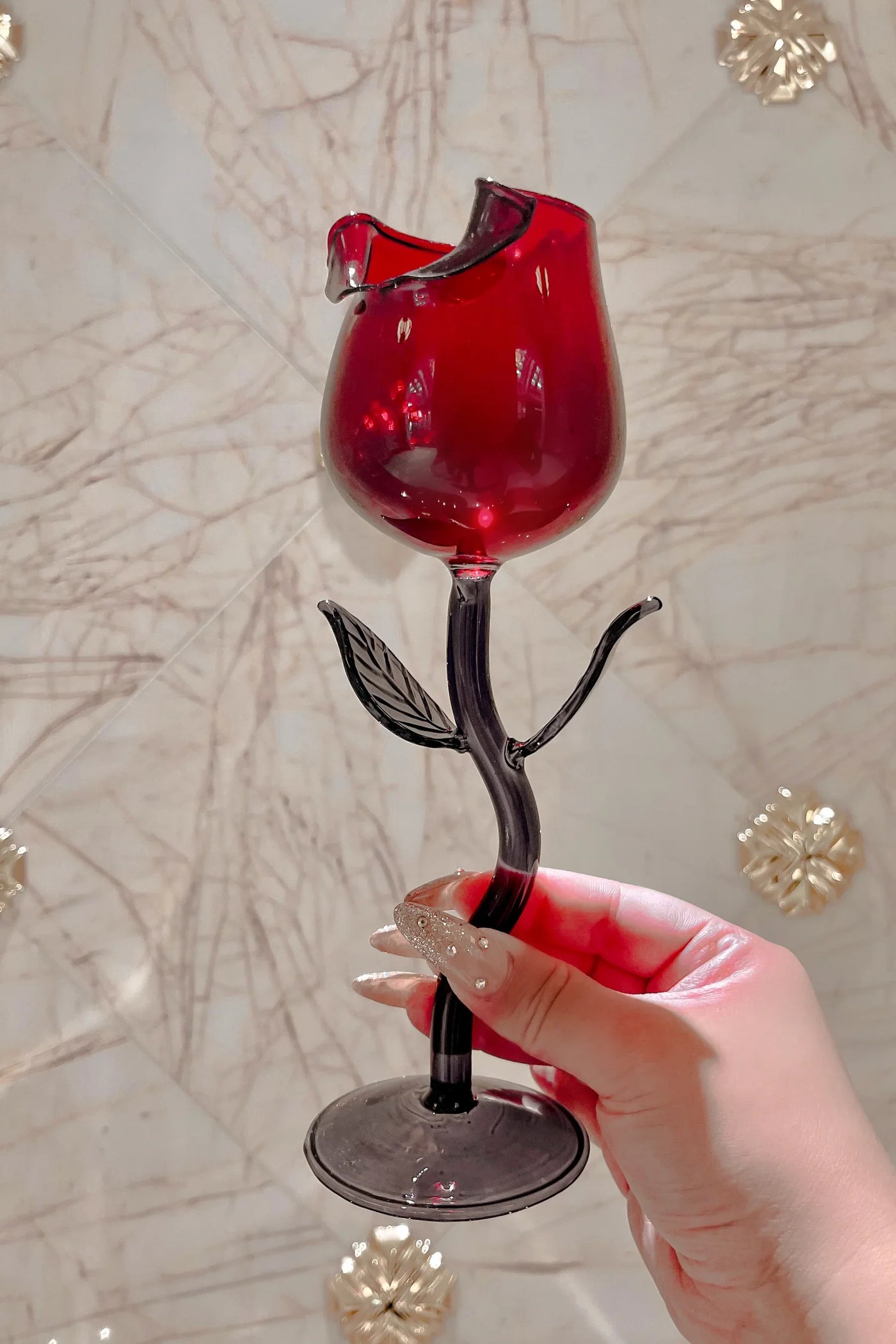 Rose For Rosé Glass Cup in Red - Handcrafted