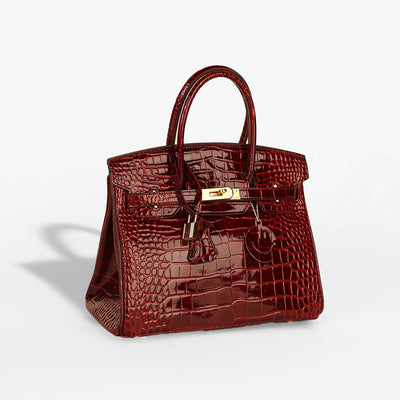 Mia in Pure Leather Croc Red, 30 cm