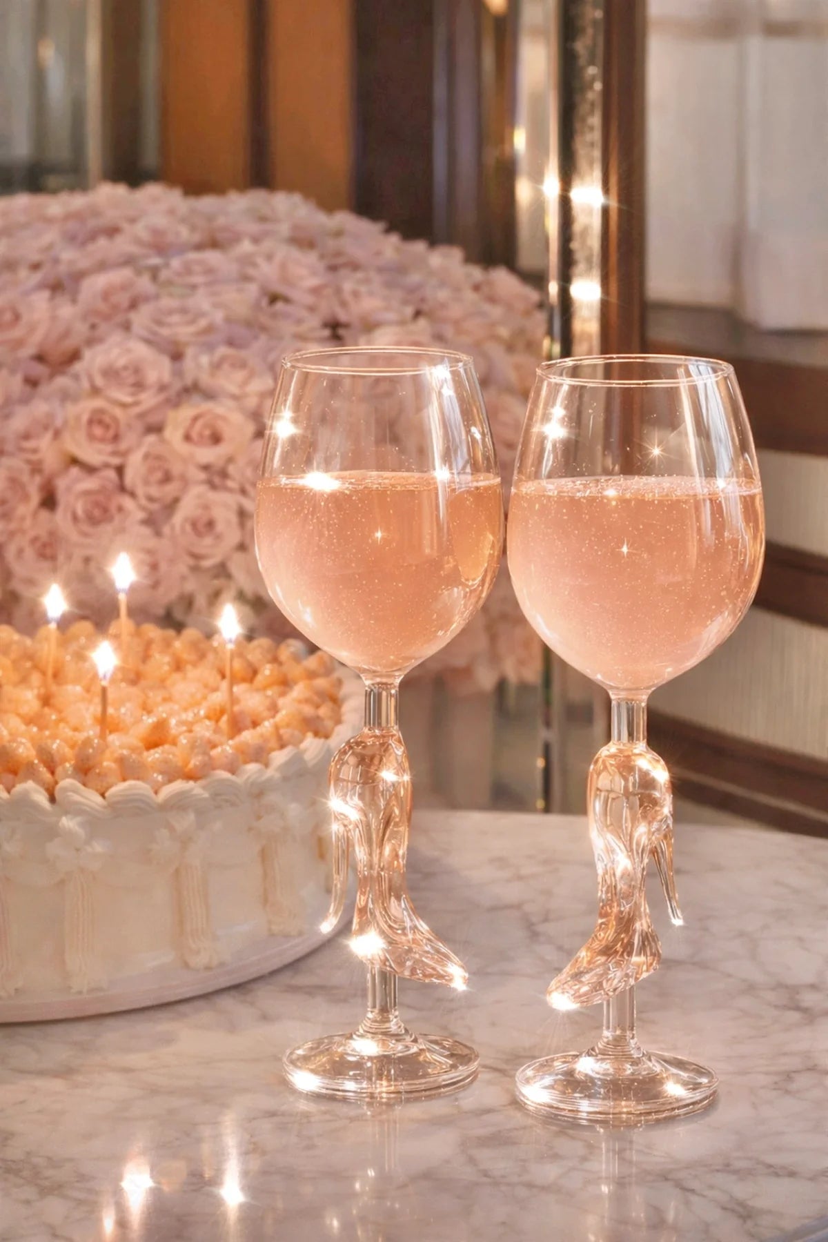 Midnight Crystal Heel Wine Glasses