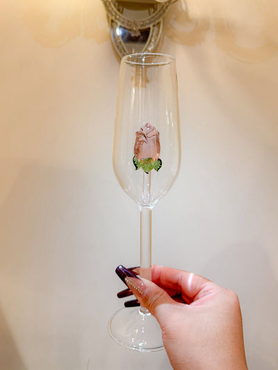 La Vie En Rose Champagne Glass