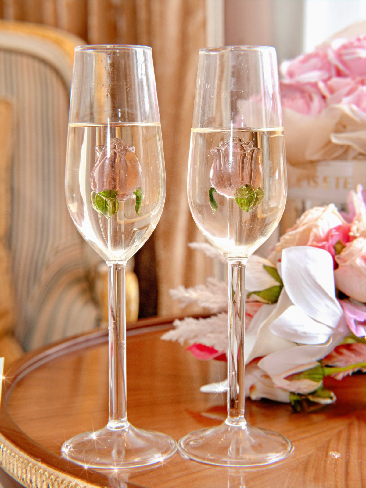 La Vie En Rose Champagne Glass