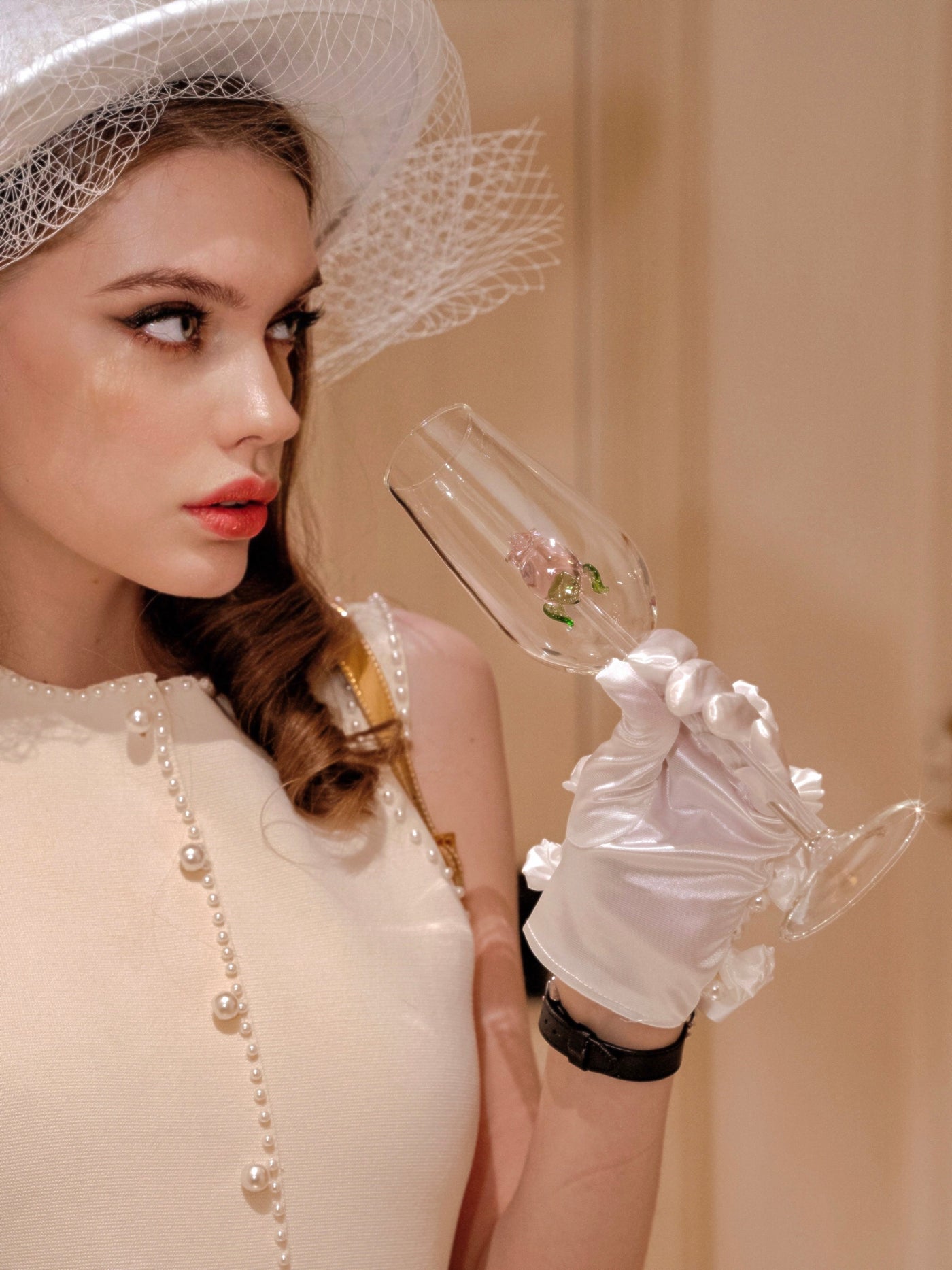 La Vie En Rose Champagne Glass