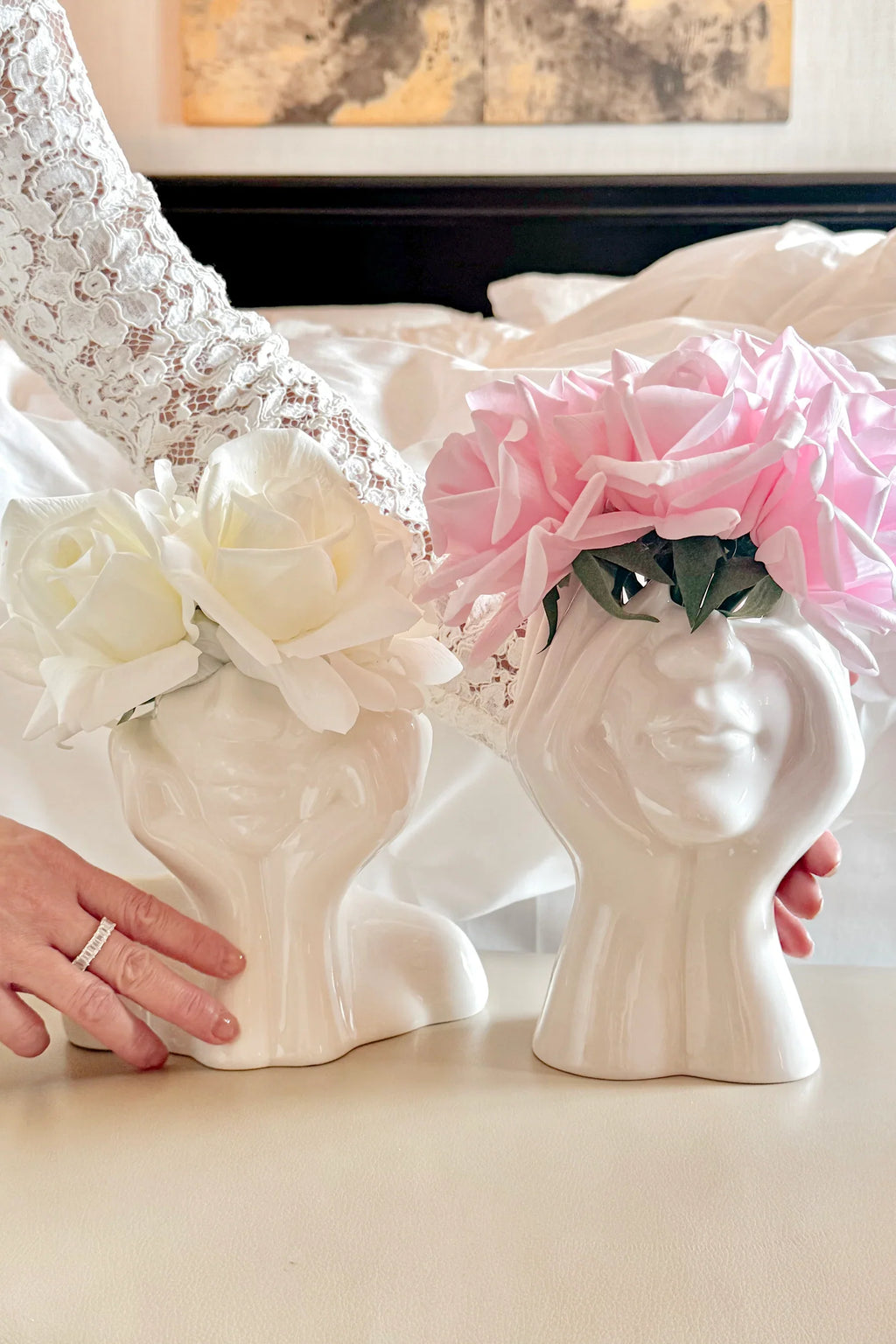 “Her” & Angelica Ceramic Vase Set of 2