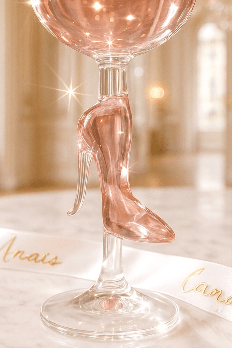 Midnight Crystal Heel Wine Glasses