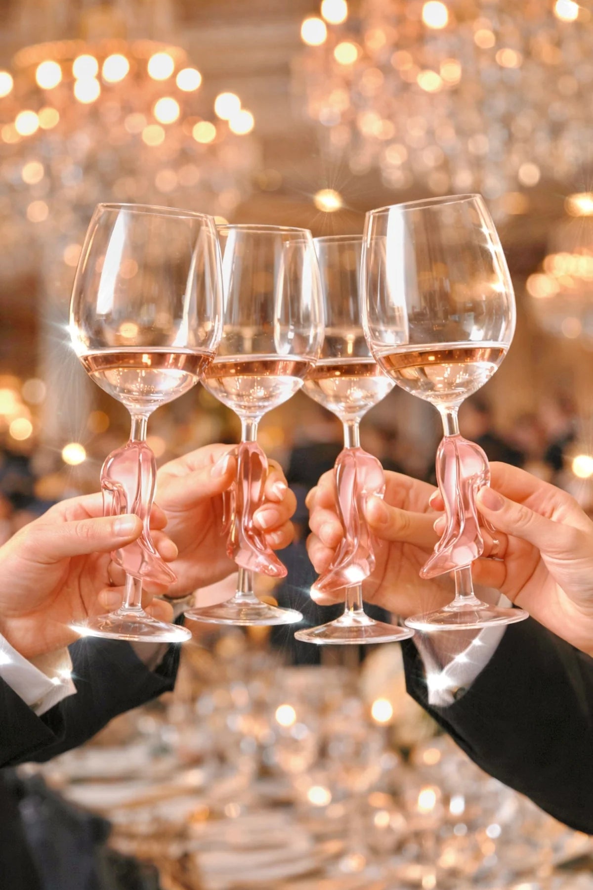 Midnight Crystal Heel Wine Glasses