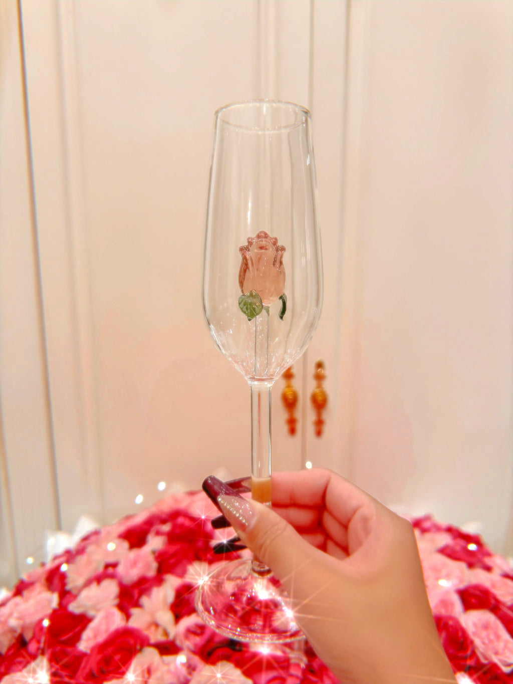La Vie En Rose Champagne Glass