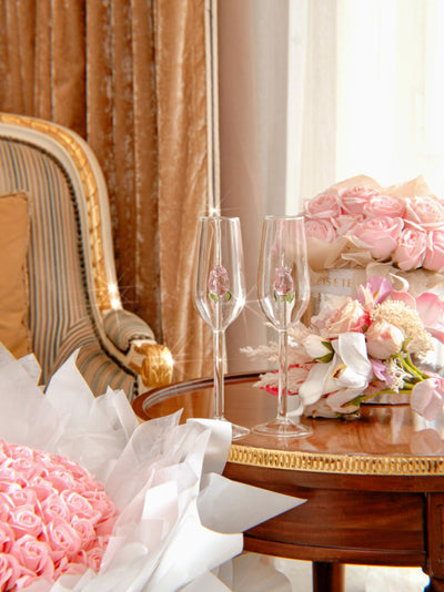 La Vie En Rose Champagne Glass