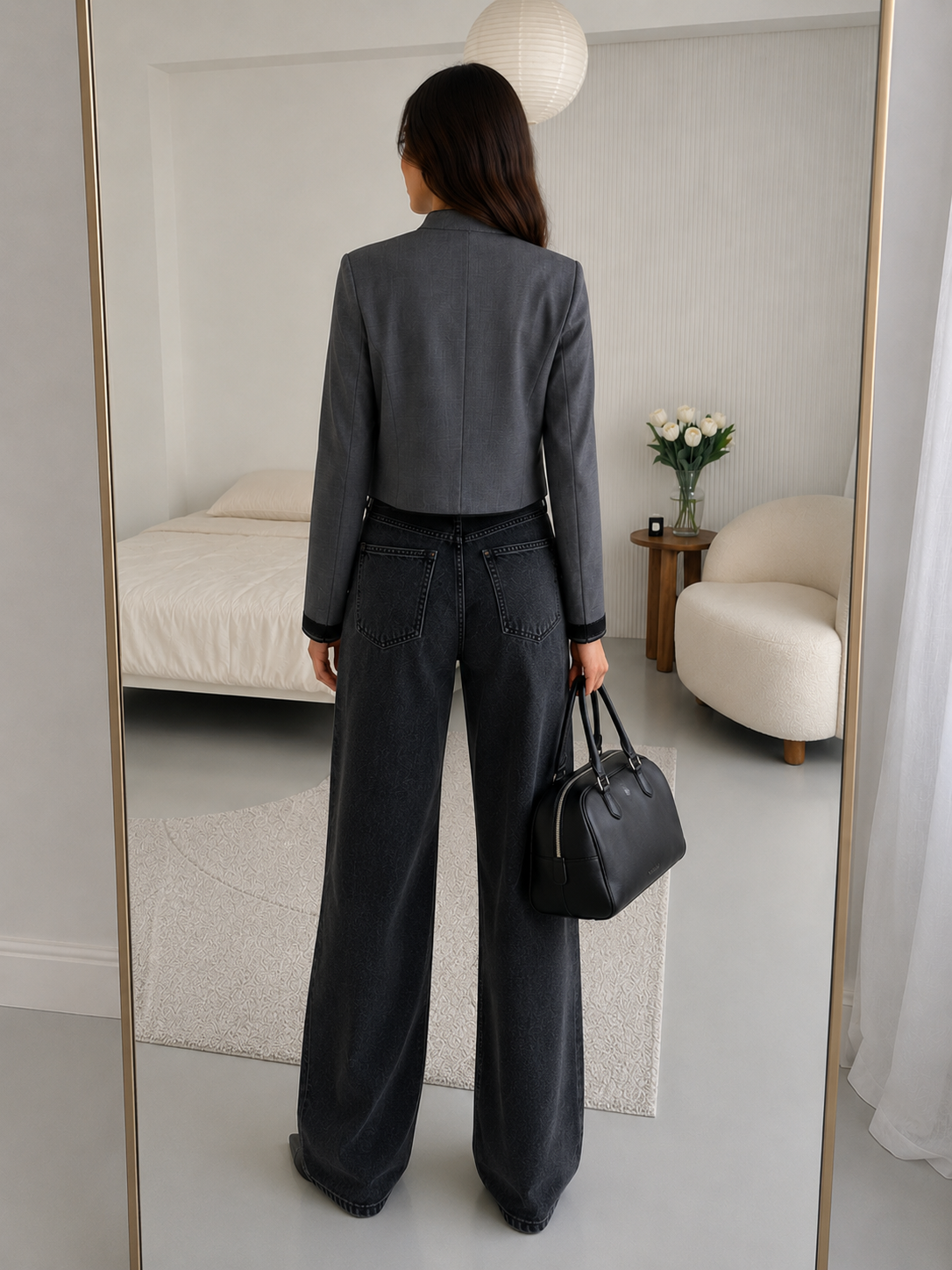 Noir Mandarin Jacket – Charcoal