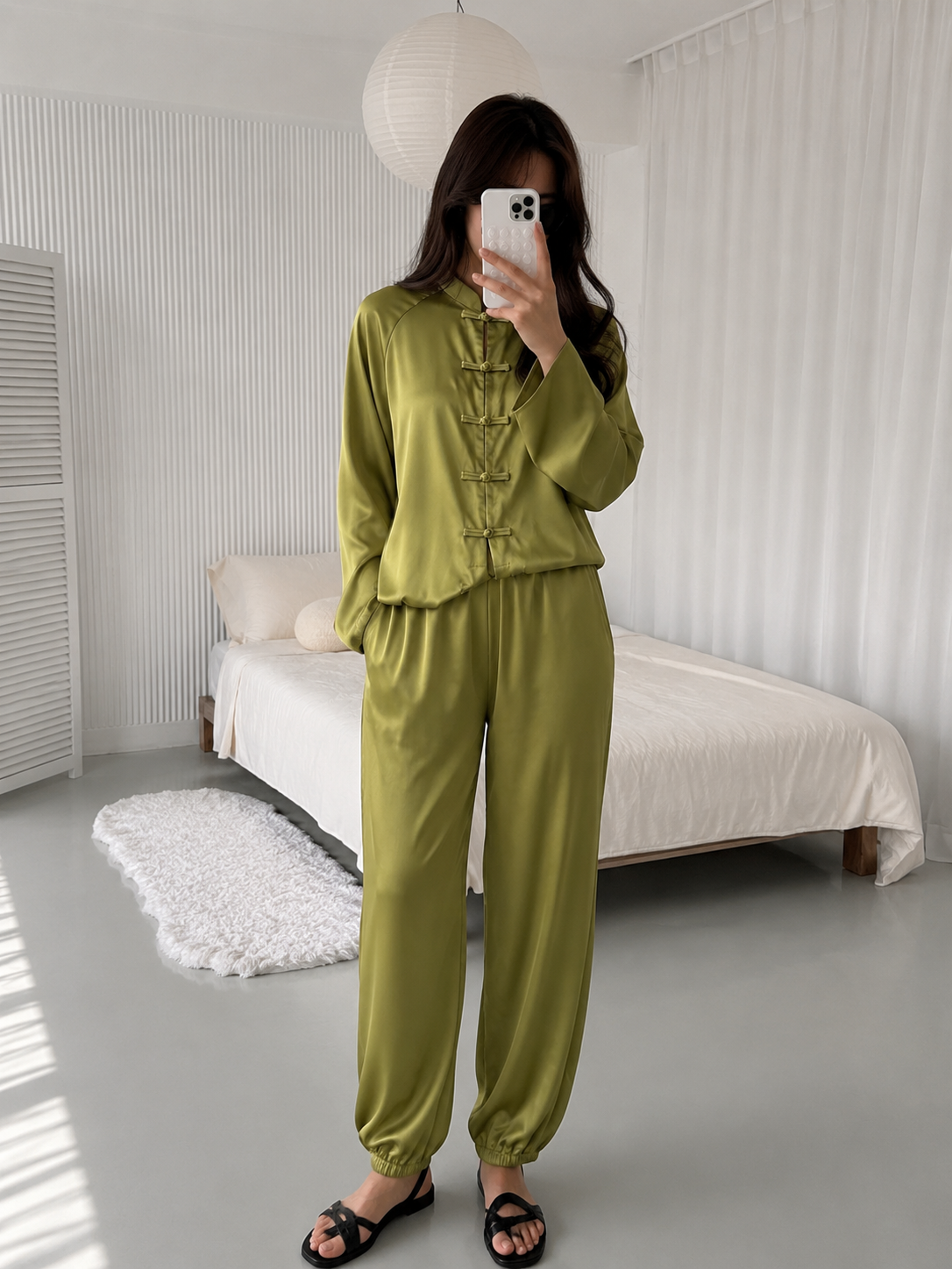 Olivia Satin Lounge Set – Olive