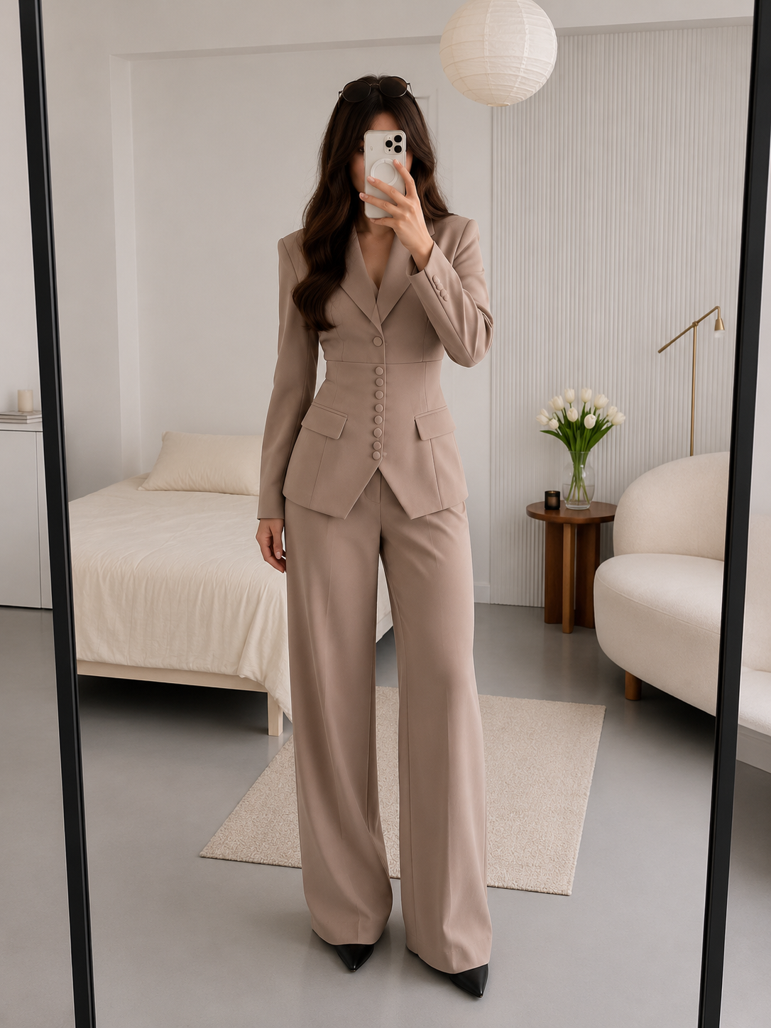 Camille Sculpted Suit Set – Taupe