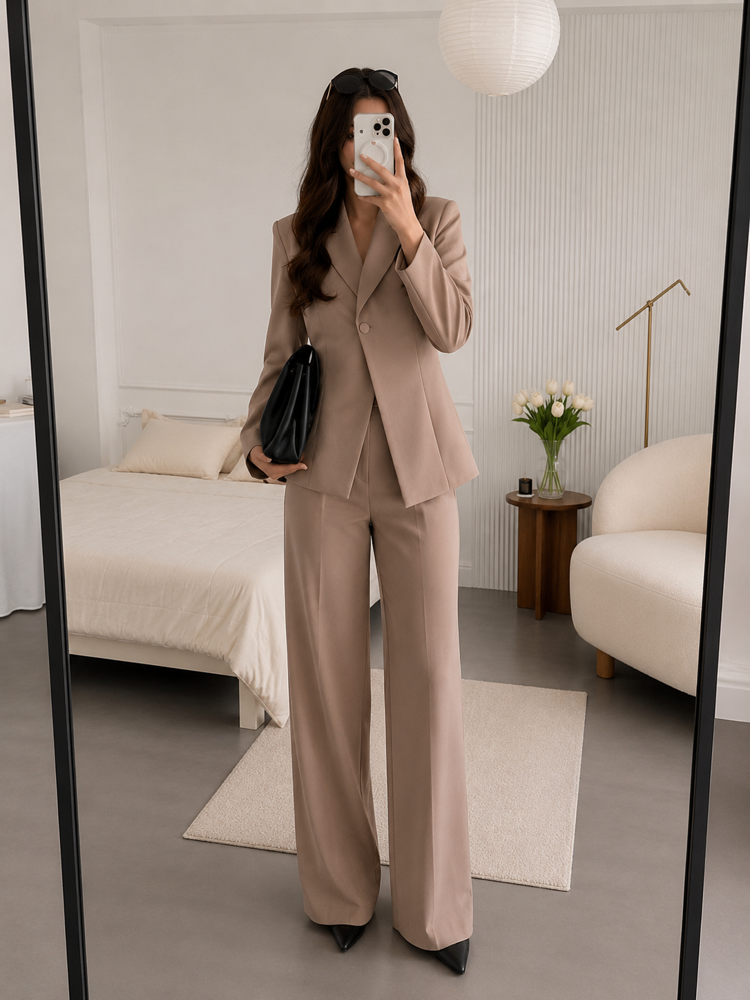 Camille Sculpted Suit Set – Taupe