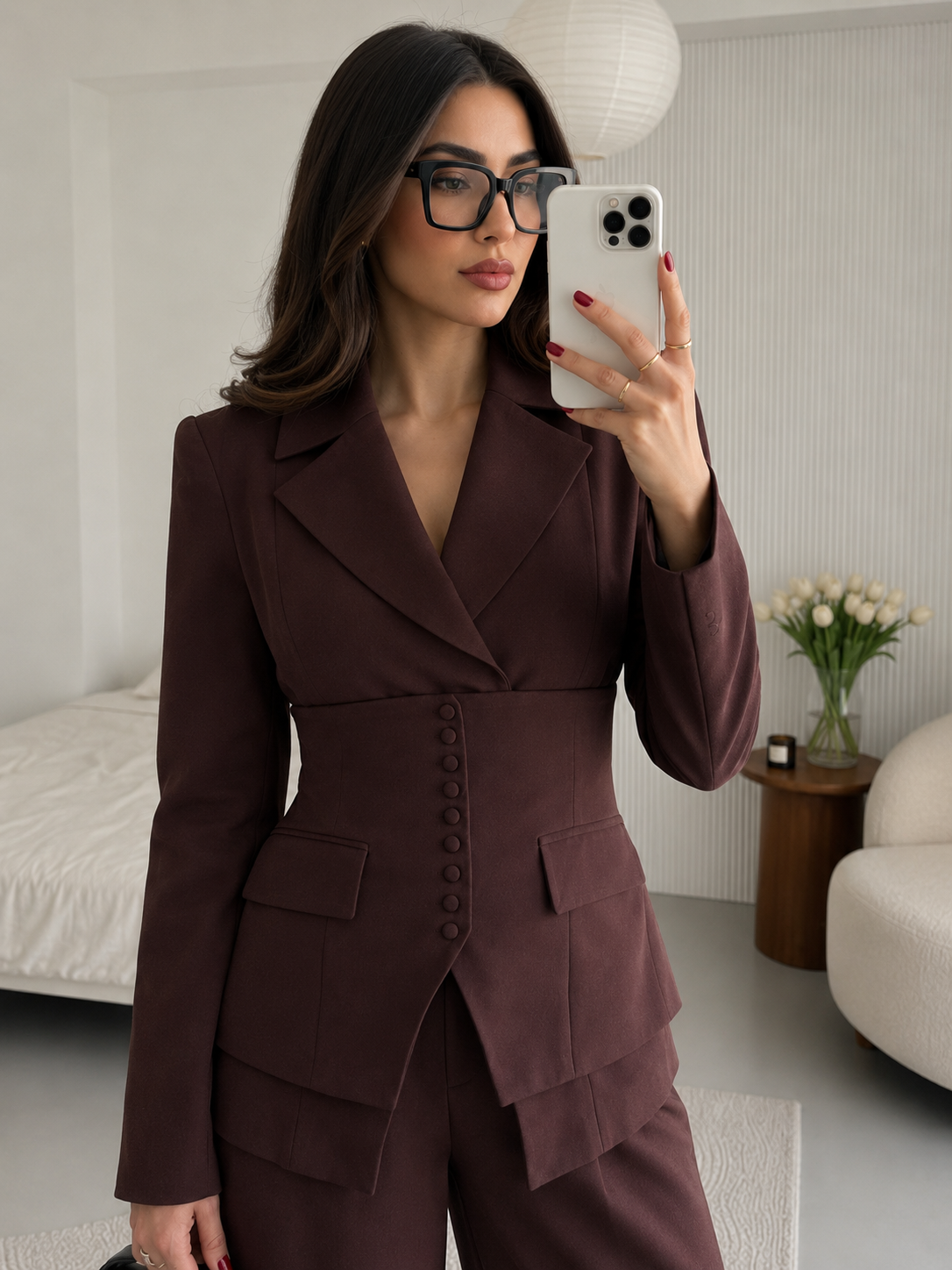Camille Prestige Suit Set – Espresso Brown