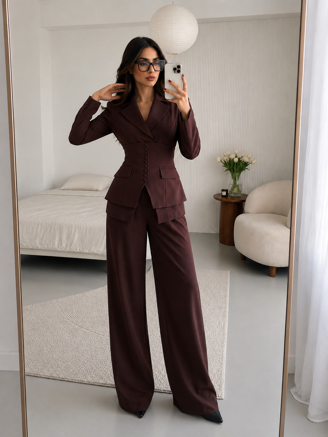 Camille Prestige Suit Set – Espresso Brown