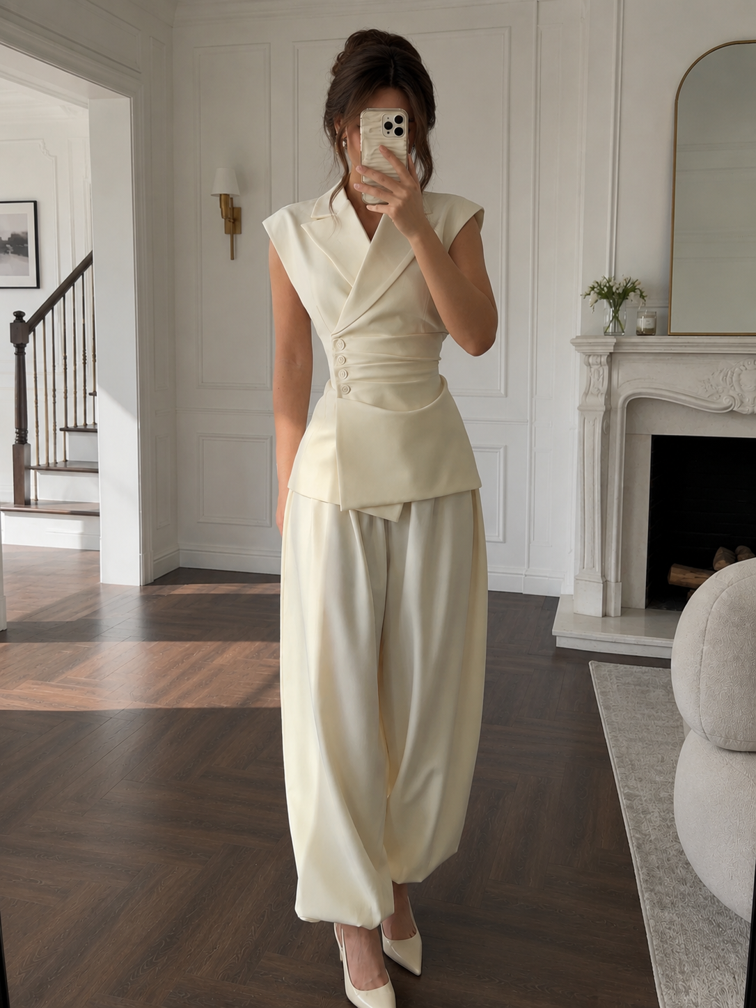 Soft Construct - Structured Blazer Vest & Draped Trouser Set