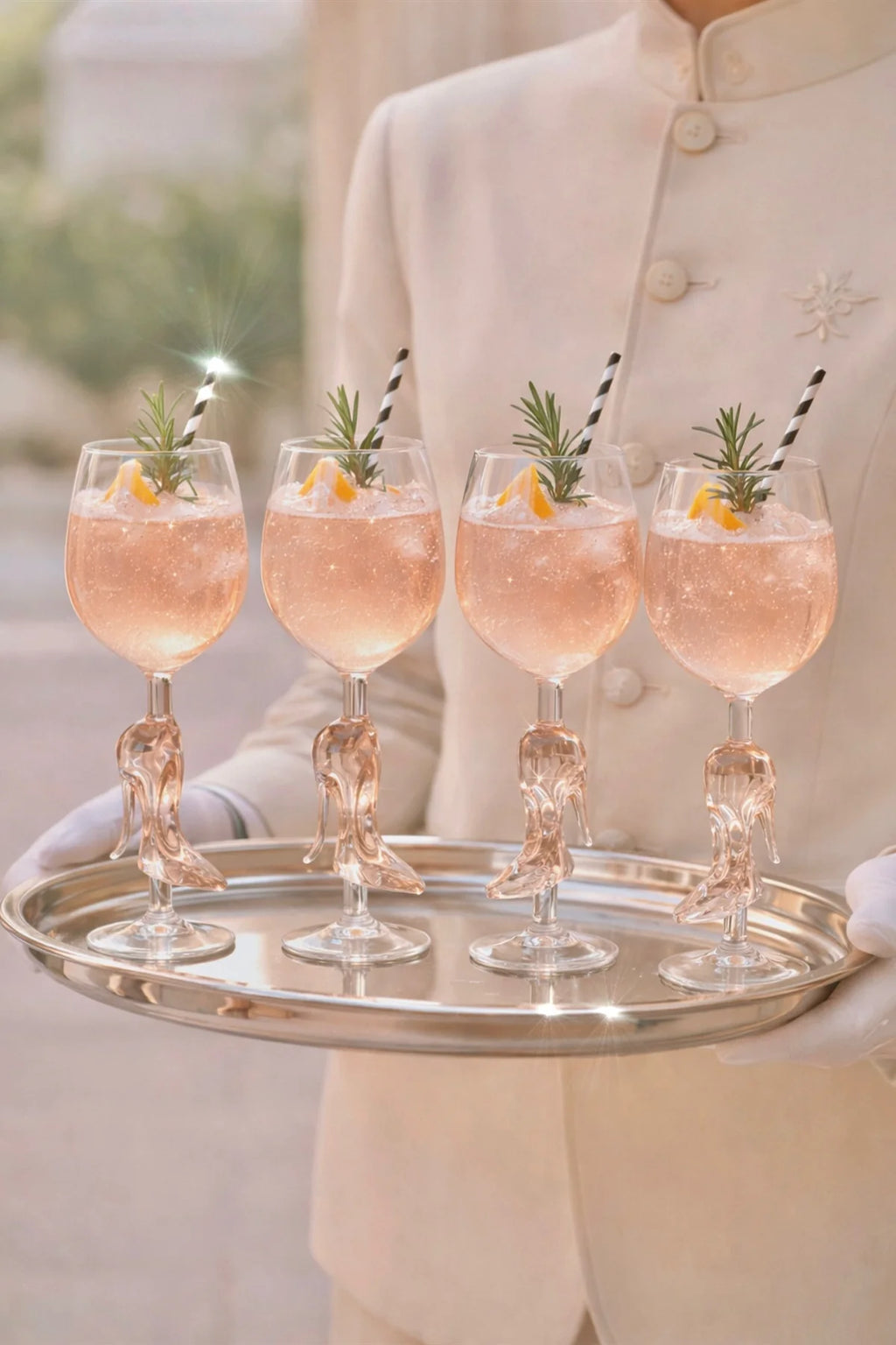 Midnight Crystal Heel Wine Glasses