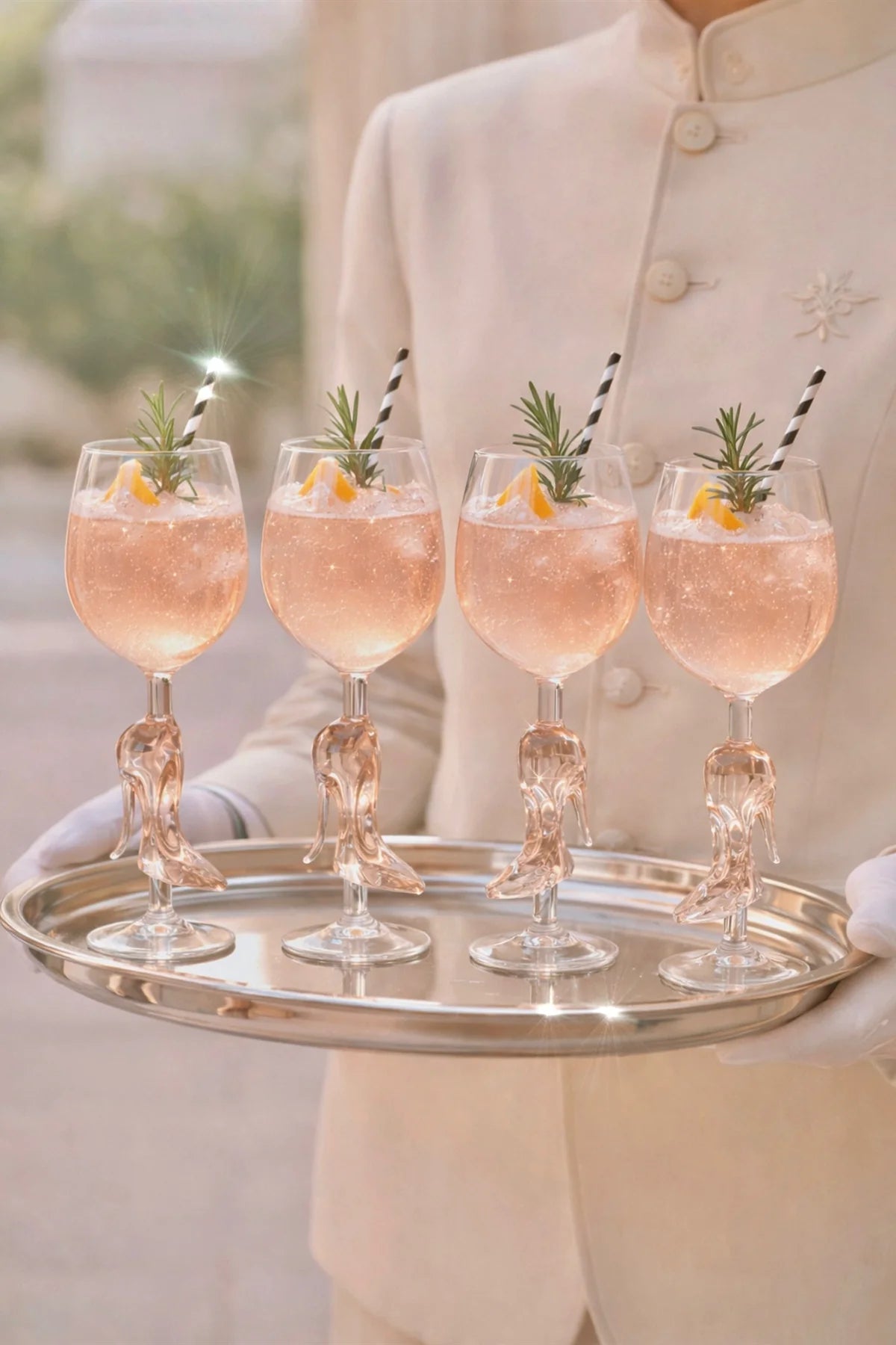 Midnight Crystal Heel Wine Glasses