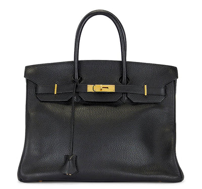 Mia Handbag 35 cm in Pure Togo Leather with Gold Hardware