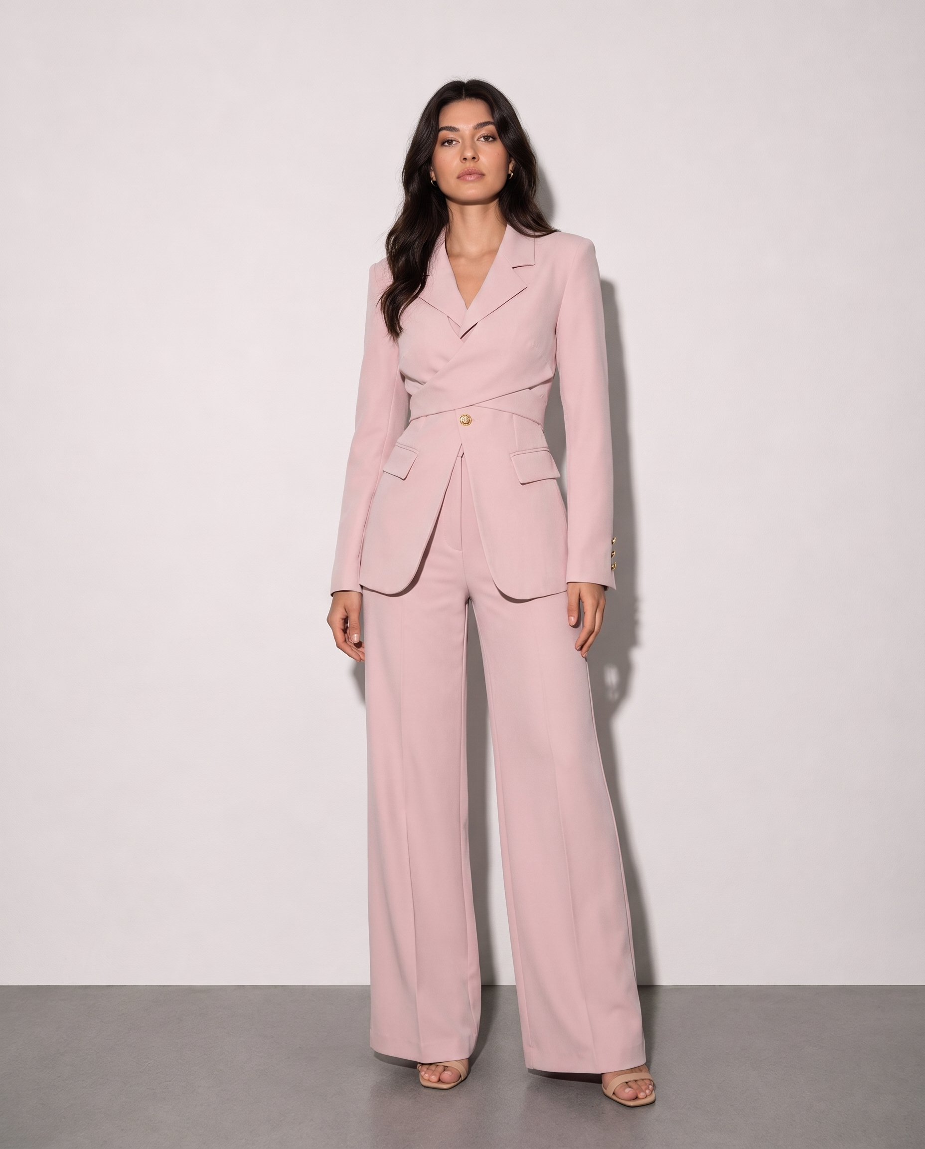 Amélie Tailored Vest Set – Blush Pink