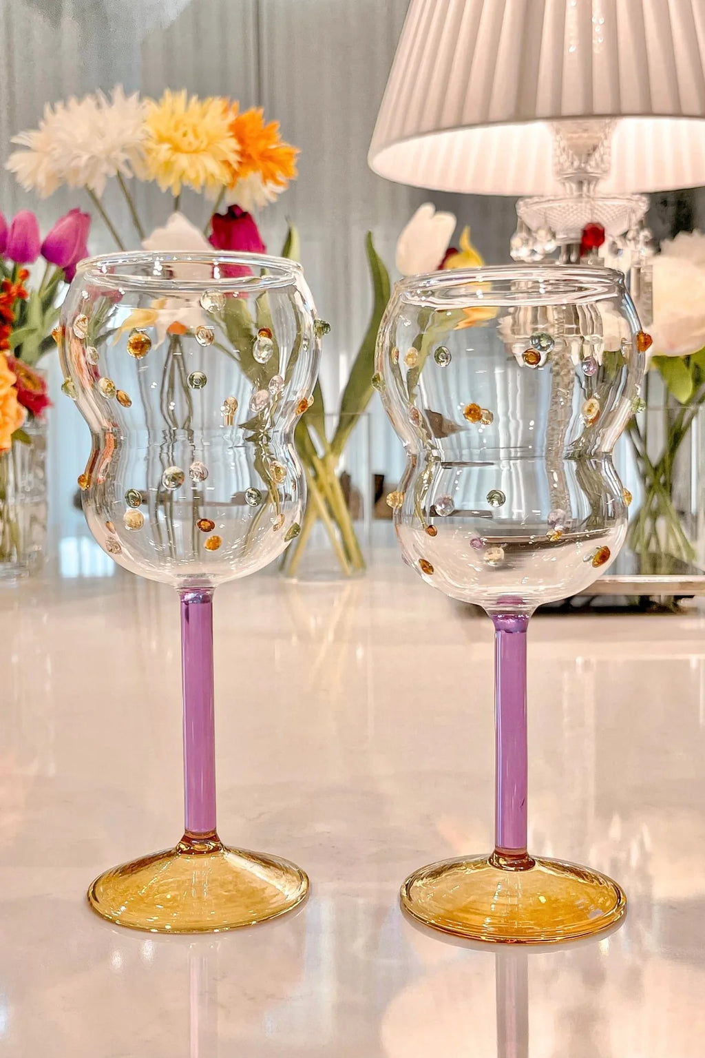 Luxurious Gemstones Glass Cup