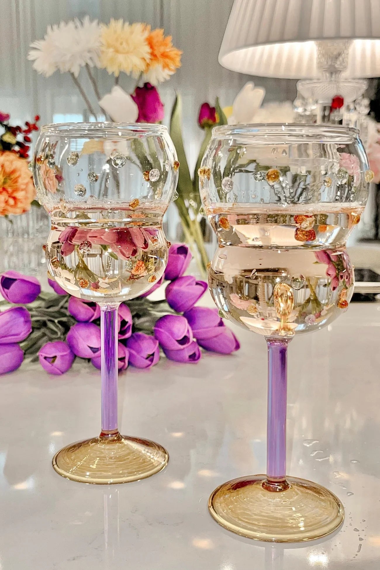 Luxurious Gemstones Glass Cup