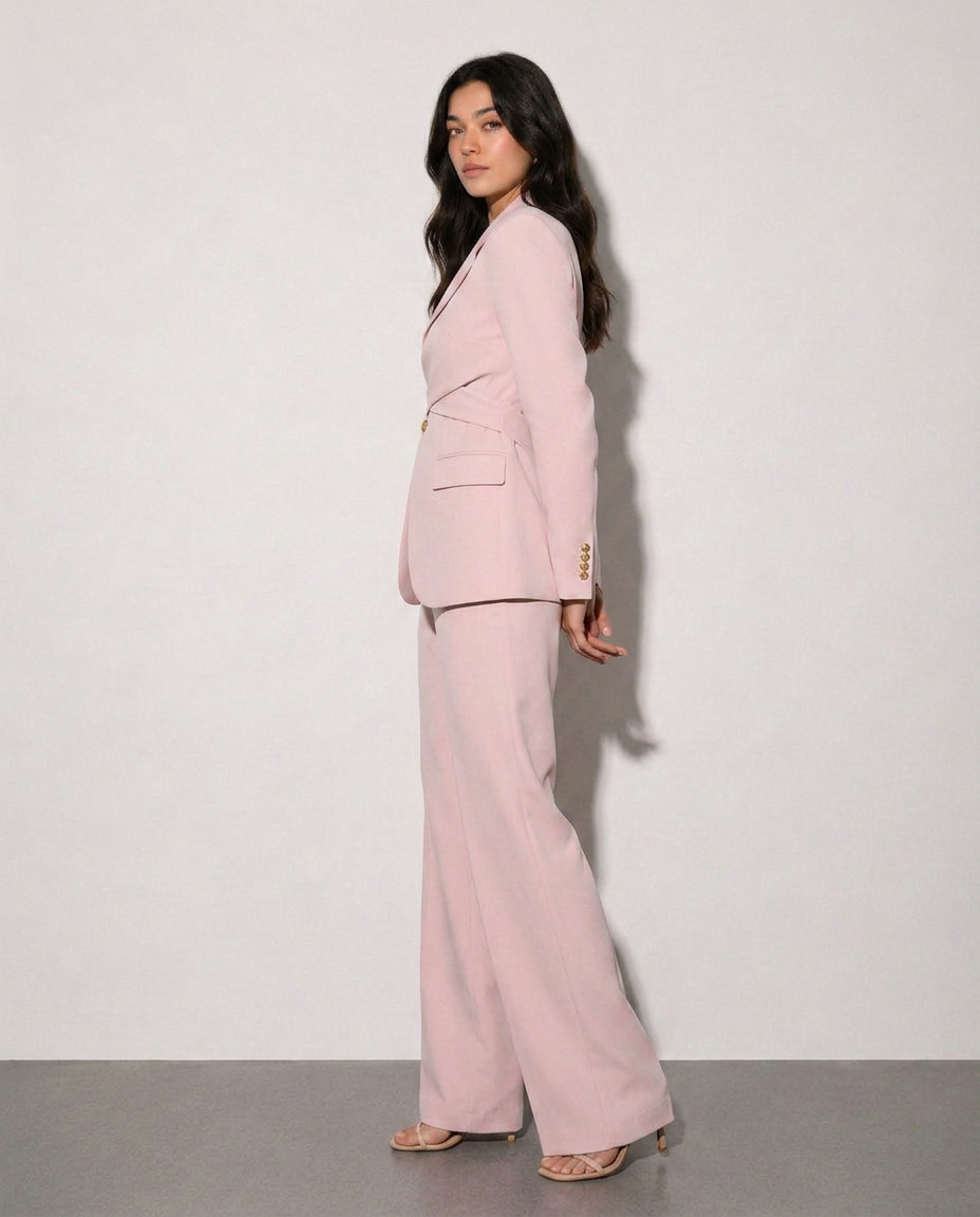 Amélie Tailored Vest Set – Blush Pink
