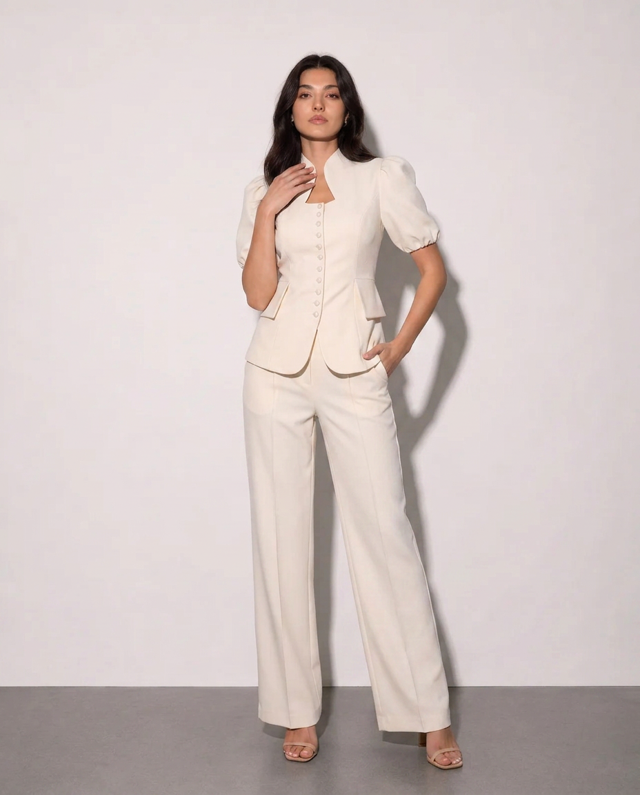 Élodie Puff Sleeve Set – Ivory