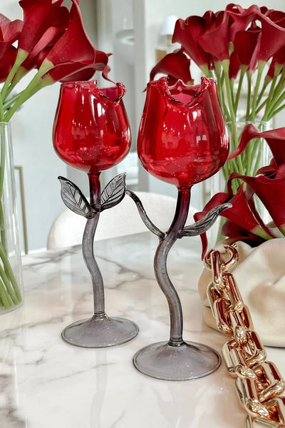 Rose For Rosé Glass Cup in Red - Handcrafted