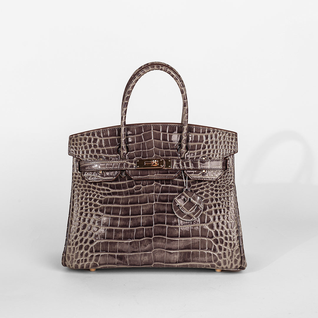 Mia 30 cm Pure Leather Croc Gray